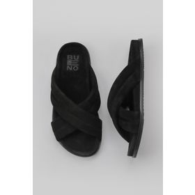 Bueno Shoes 11T22220 Siyah Süet Erkek Düz Terlik