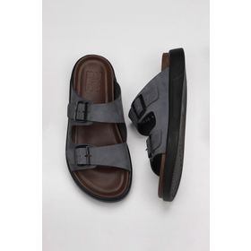 Bueno Shoes 11T23348 Antrasit Nubuk Erkek Düz Terlik