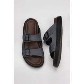 Bueno Shoes 11T23348 Antrasit Nubuk Erkek Düz Terlik