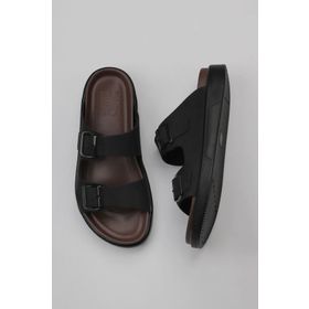 Bueno Shoes 11T23348 Siyah Nubuk Deri Erkek Düz Terlik