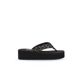 Bueno Shoes 26WT190244 Siyah Hasır Dolgu Topuklu Kadın Terlik
