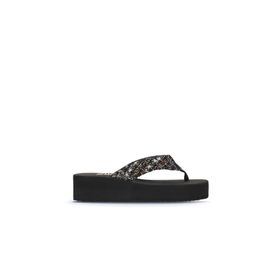 Bueno Shoes 26WT190244 Siyah Hasır Dolgu Topuklu Kadın Terlik