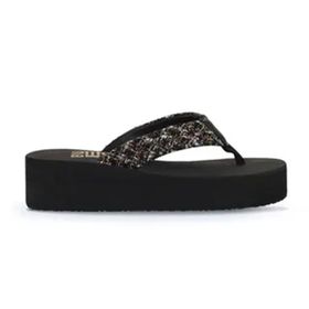 Bueno Shoes 26WT190244 Siyah Hasır Dolgu Topuklu Kadın Terlik