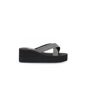 Bueno Shoes 26WT230064 Platin Kum Simli Kadın Dolgu Topuklu Terlik