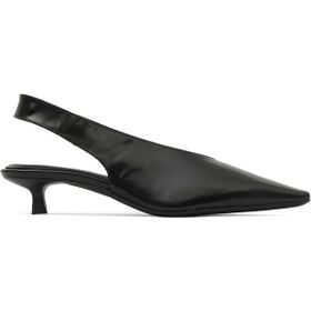 Bueno Shoes 30WA24277 Siyah Açma Deri Kadın Topuklu Ayakkabı