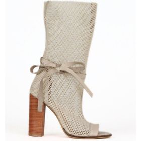 Bueno Shoes 30WB154 Bej File-Deri Kadın Topuklu Bot