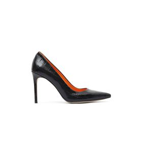 Bueno Shoes 30WG20053 Siyah Kroko Deri Kadın Topuklu Ayakkabı
