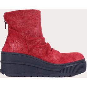 Bueno Shoes Bordo Deri Kadın Dolgu Topuklu Bot