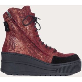 Bueno Shoes Bordo Deri Kadın Dolgu Topuklu Bot