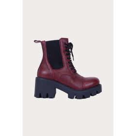 Bueno Shoes Bordo Deri Kadın Dolgu Topuklu Bot