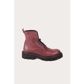 Bueno Shoes Bordo Deri Kadın Dolgu Topuklu Bot