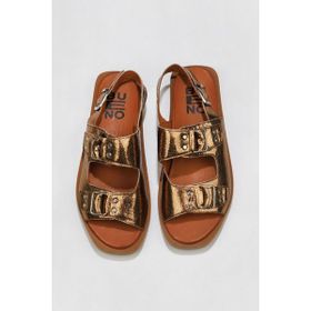 Bueno Shoes Bronz Parlak Deri Kadın Düz Sandalet
