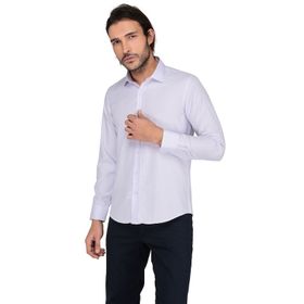 Buenza 3B8M0221D129 Lila Ekose Uzun Kol Slim Fit Erkek Gömlek