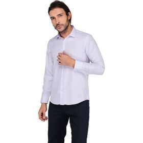 Buenza 3B8M0221D129 Lila Ekose Uzun Kol Slim Fit Erkek Gömlek