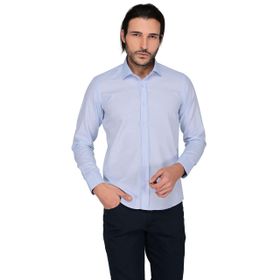 Buenza 3B8M0221D129 Mavi Ekose Uzun Kol Slim Fit Erkek Gömlek