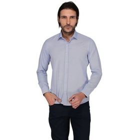 Buenza 3B8M0221D129 Mavi Ekose Uzun Kol Slim Fit Erkek Gömlek