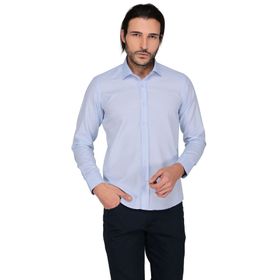 Buenza 3B8M0221D129 Mavi Ekose Uzun Kol Slim Fit Erkek Gömlek