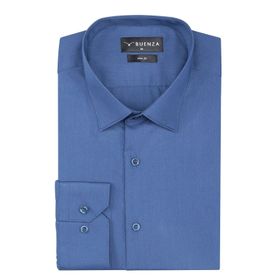 Buenza 3W2M0221D011 İndigo Düz Renk Dar Kesim Yeni Erkek Gömlek
