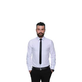 Buenza 41104 Beyaz Slim Fit Noktalı Erkek Gömlek