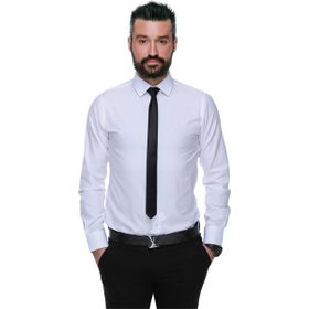 Buenza 41104 Beyaz Slim Fit Noktalı Erkek Gömlek