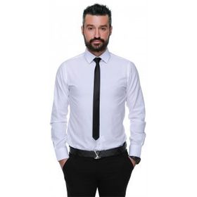 Buenza 41104 Beyaz Slim Fit Noktalı Erkek Gömlek