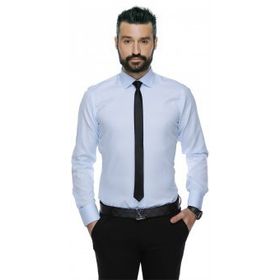Buenza 4117 Açık Mavi Dar Kesim Desenli Erkek Gömlek