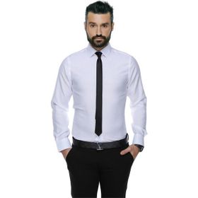 Buenza 4117 Beyaz Dar Kesim Desenli Erkek Gömlek