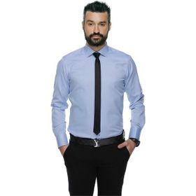 Buenza 4117 Mavi Dar Kesim Desenli Erkek Gömlek