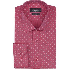 Buenza SRY 01 Bordo Empirme Samre Slim Fit Uzun Kol Erkek Gömlek