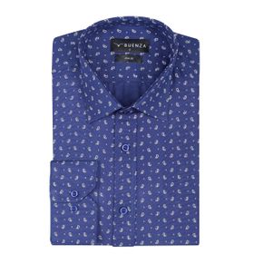 Buenza SRY 01 Lacivert Empirme Samre Slim Fit Uzun Kol Erkek Gömlek
