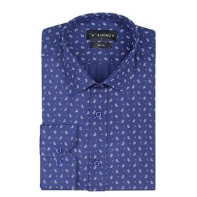 Buenza SRY 01 Lacivert Empirme Samre Slim Fit Uzun Kol Erkek Gömlek