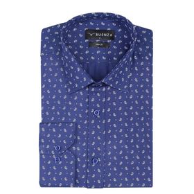 Buenza SRY 01 Lacivert Empirme Samre Slim Fit Uzun Kol Erkek Gömlek