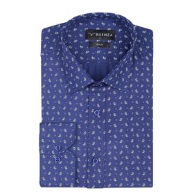 Buenza SRY 01 Lacivert Empirme Samre Slim Fit Uzun Kol Erkek Gömlek