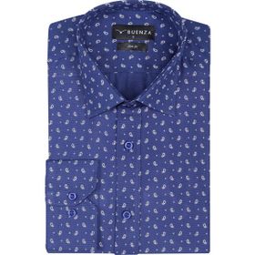 Buenza SRY 01 Lacivert Empirme Samre Slim Fit Uzun Kol Erkek Gömlek