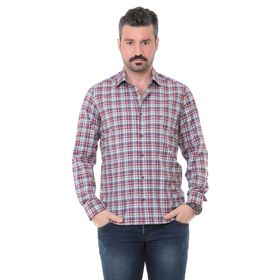 Buenza SRY 014 Bordo Soft Ekose Uzun Kol Erkek Gömlek