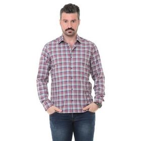 Buenza SRY 014 Bordo Soft Ekose Uzun Kol Erkek Gömlek