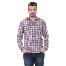 Buenza SRY 014 Bordo Soft Ekose Uzun Kol Erkek Gömlek