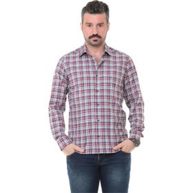 Buenza SRY 014 Bordo Soft Ekose Uzun Kol Erkek Gömlek