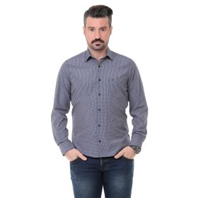 Buenza SRY 014 Lacivert Soft Ekose Uzun Kol Erkek Gömlek