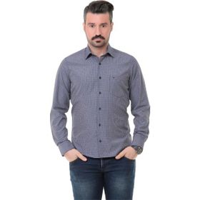 Buenza SRY 014 Lacivert Soft Ekose Uzun Kol Erkek Gömlek