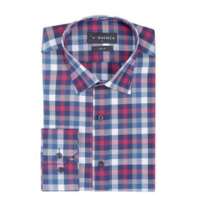 Buenza SRY 037 Kırmızı Ekose Slim Fit Uzun Kol Erkek Gömlek