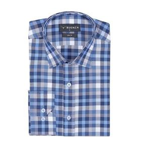 Buenza SRY 037 Mavi Ekose Slim Fit Uzun Kol Erkek Gömlek