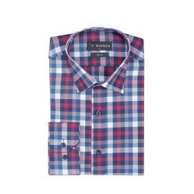 Buenza SRY 037 Mavi Ekose Slim Fit Uzun Kol Erkek Gömlek