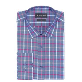 Buenza SRY 047 Kırmızı Soft Ekose Slim Fit Uzun Kol Erkek Gömlek