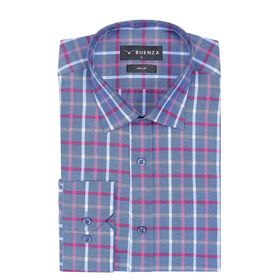 Buenza SRY 047 Kırmızı Soft Ekose Slim Fit Uzun Kol Erkek Gömlek