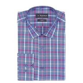Buenza SRY 047 Kırmızı Soft Ekose Slim Fit Uzun Kol Erkek Gömlek