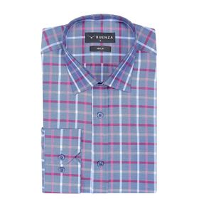 Buenza SRY 047 Kırmızı Soft Ekose Slim Fit Uzun Kol Erkek Gömlek