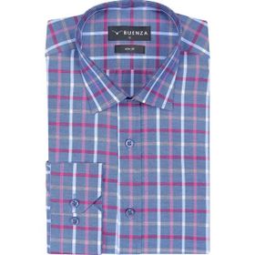 Buenza SRY 047 Kırmızı Soft Ekose Slim Fit Uzun Kol Erkek Gömlek