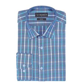 Buenza SRY 047 Yeşil Soft Ekose Slim Fit Uzun Kol Erkek Gömlek