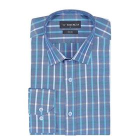 Buenza SRY 047 Yeşil Soft Ekose Slim Fit Uzun Kol Erkek Gömlek